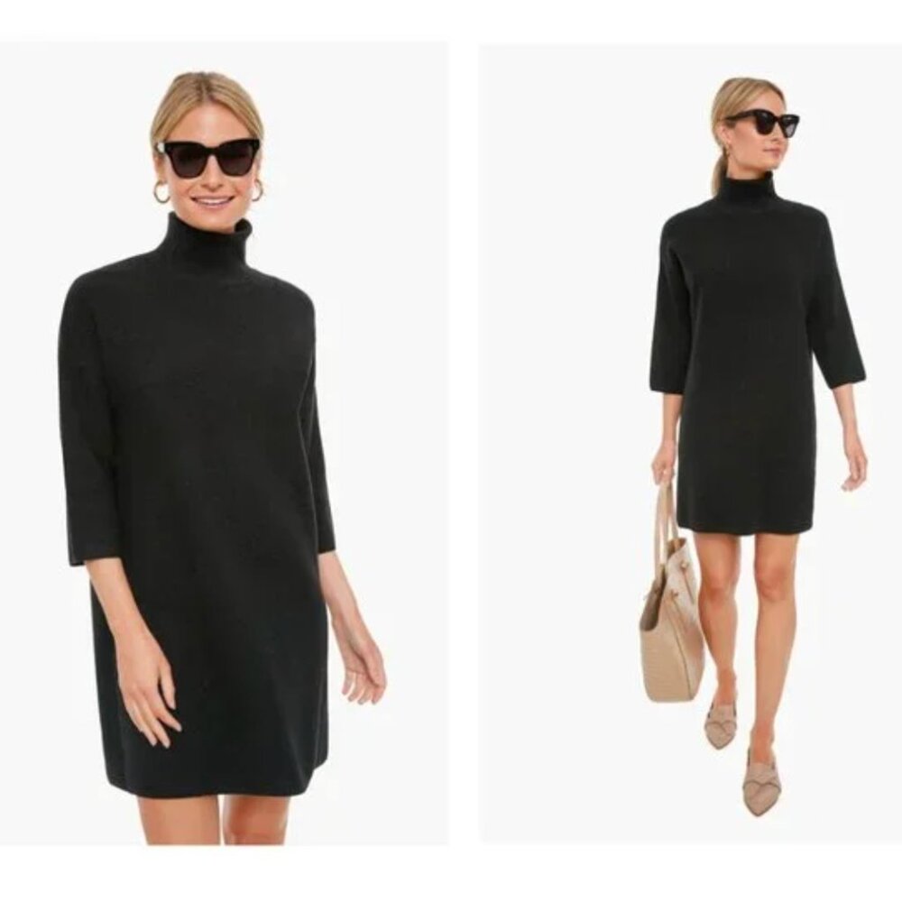 Tuckernuck Pomander Place Noir Vivianne Shimmer Turtleneck Dress Small NWT Black